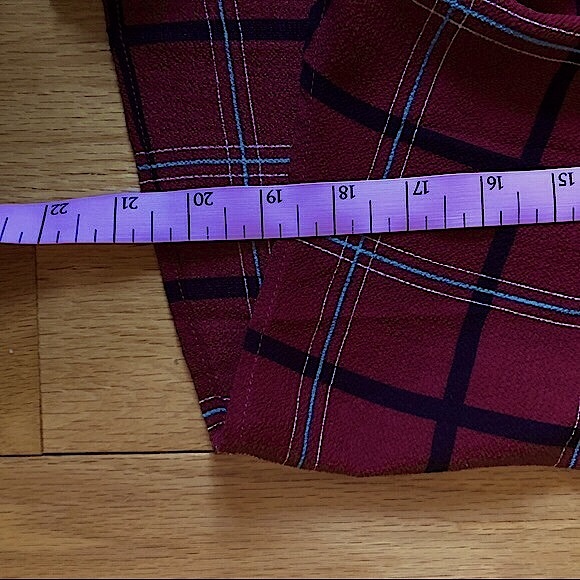 Monteau Burnt Orange Plaid Tie Front Blouse - Picture 8 of 8